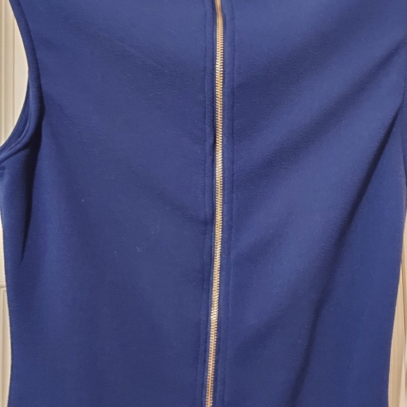 Mi Ami Skater Mini Dress Blue V Neck Back Zip Fit Flare Party Club Stretch - Picture 7 of 9